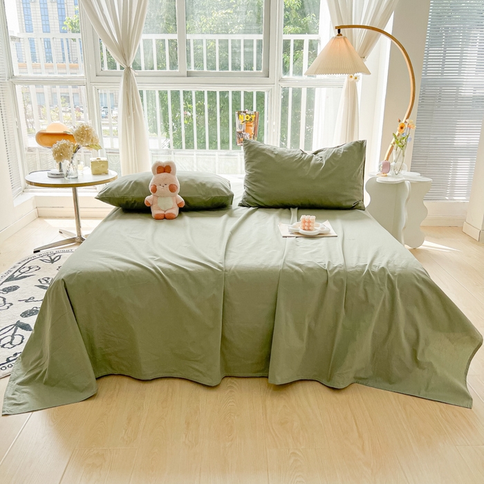 91家纺网 家纺一手货源 找家纺 爱彼家纺 2026新款夏季新款纯色磨毛亲肤柔软单床单床单三件套 纯色-抹茶