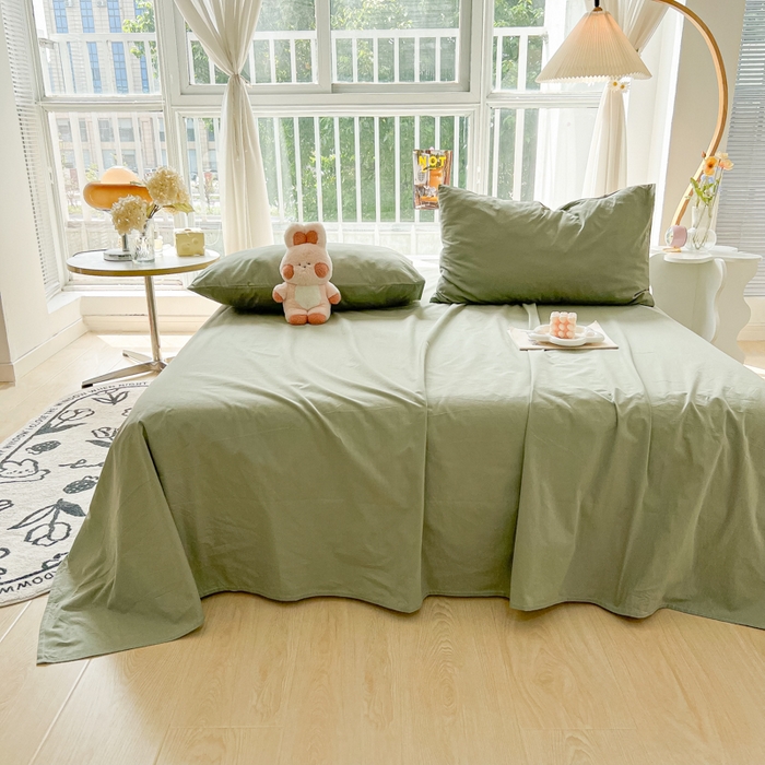 91家纺网 家纺一手货源 找家纺 爱彼家纺 2026新款夏季新款纯色磨毛亲肤柔软单床单床单三件套 纯色-抹茶