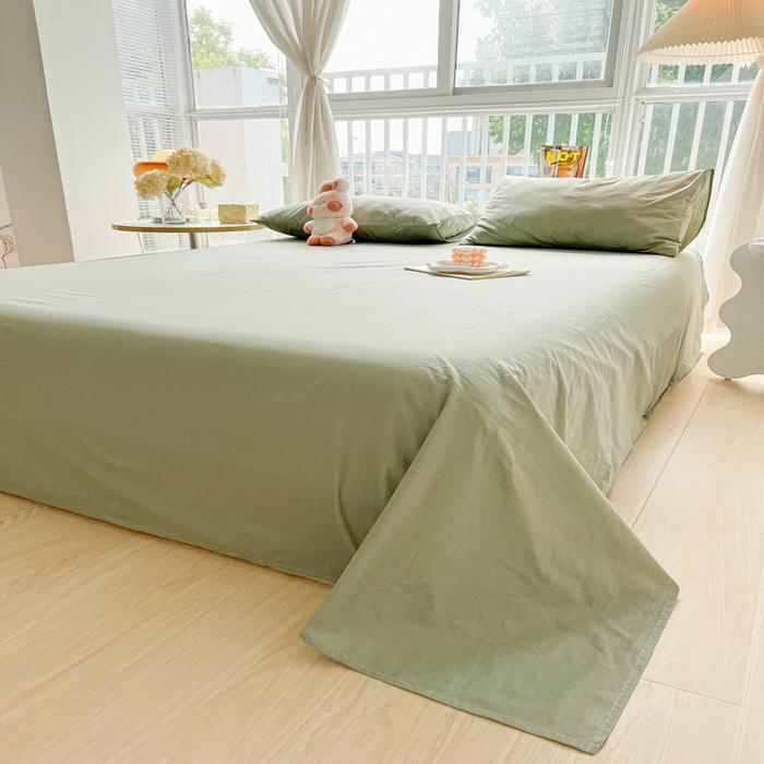 91家纺网 家纺一手货源 找家纺 爱彼家纺 2026新款夏季新款纯色磨毛亲肤柔软单床单床单三件套 纯色-抹茶