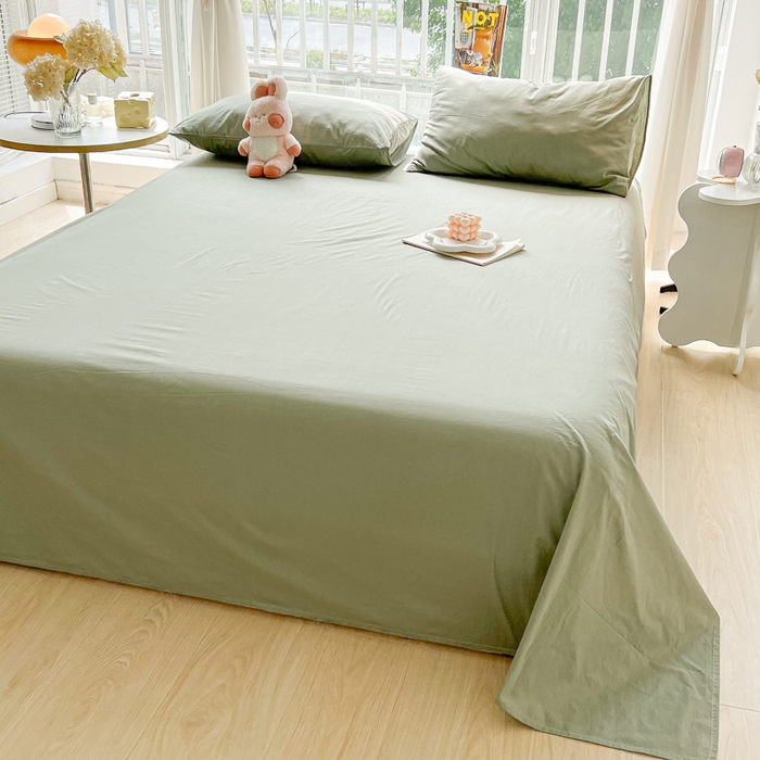 91家纺网 家纺一手货源 找家纺 爱彼家纺 2026新款夏季新款纯色磨毛亲肤柔软单床单床单三件套 纯色-抹茶