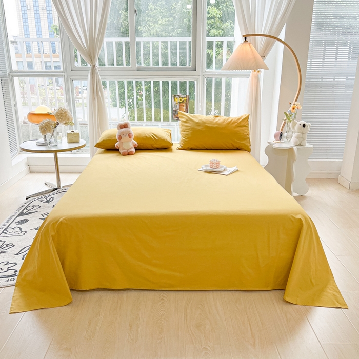爱彼家纺 2026新款夏季新款纯色磨毛亲肤柔软单床单床单三件套 纯色-暖黄