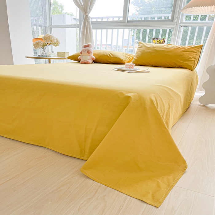 91家纺网 家纺一手货源 找家纺 爱彼家纺 2026新款夏季新款纯色磨毛亲肤柔软单床单床单三件套 纯色-暖黄