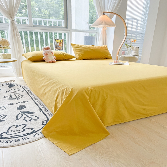 91家纺网 家纺一手货源 找家纺 爱彼家纺 2026新款夏季新款纯色磨毛亲肤柔软单床单床单三件套 纯色-暖黄