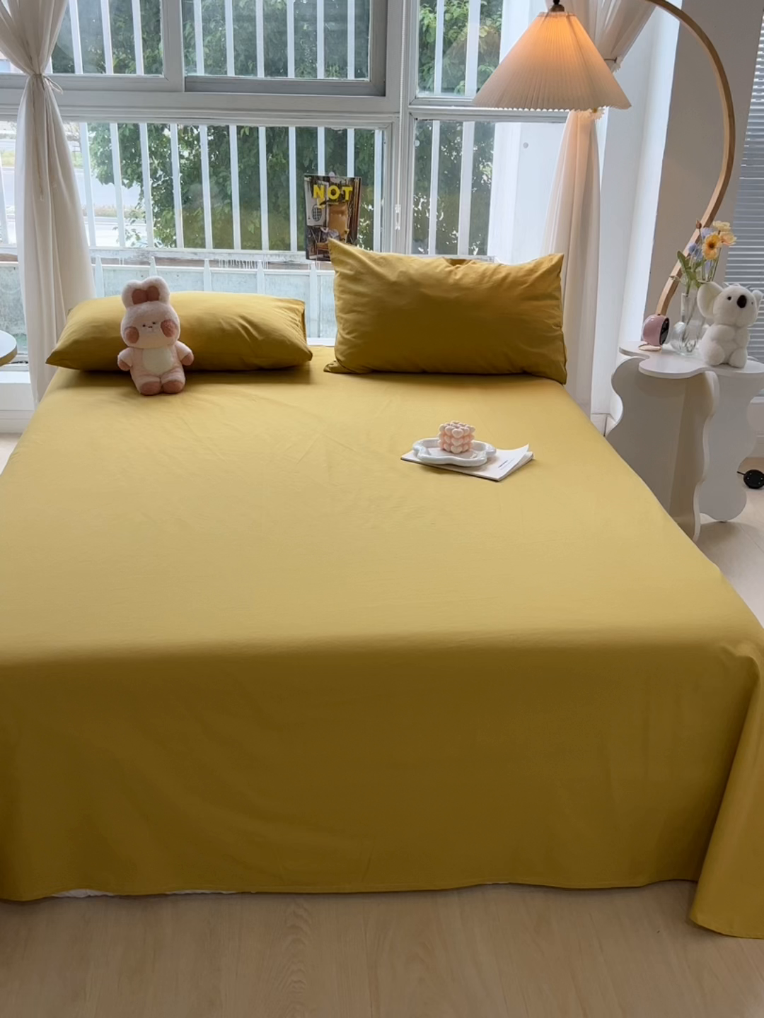 91家纺网 家纺一手货源 找家纺 爱彼家纺 2026新款夏季新款纯色磨毛亲肤柔软单床单床单三件套 纯色-暖黄