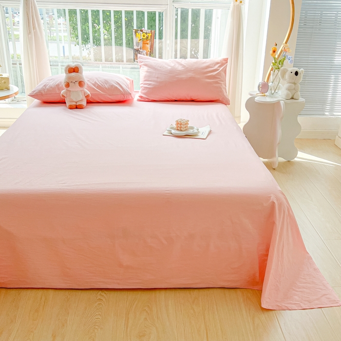 91家纺网 家纺一手货源 找家纺 爱彼家纺 2026新款夏季新款纯色磨毛亲肤柔软单床单床单三件套 纯色-浅粉