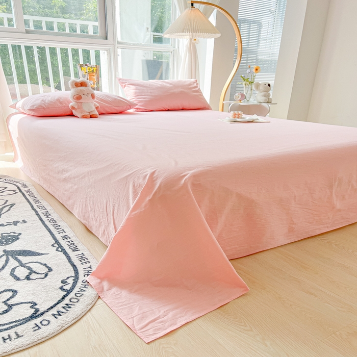 91家纺网 家纺一手货源 找家纺 爱彼家纺 2026新款夏季新款纯色磨毛亲肤柔软单床单床单三件套 纯色-浅粉