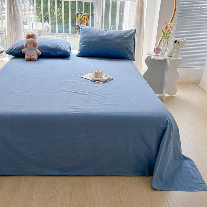 91家纺网 家纺一手货源 找家纺 爱彼家纺 2026新款夏季新款纯色磨毛亲肤柔软单床单床单三件套 纯色-浅兰