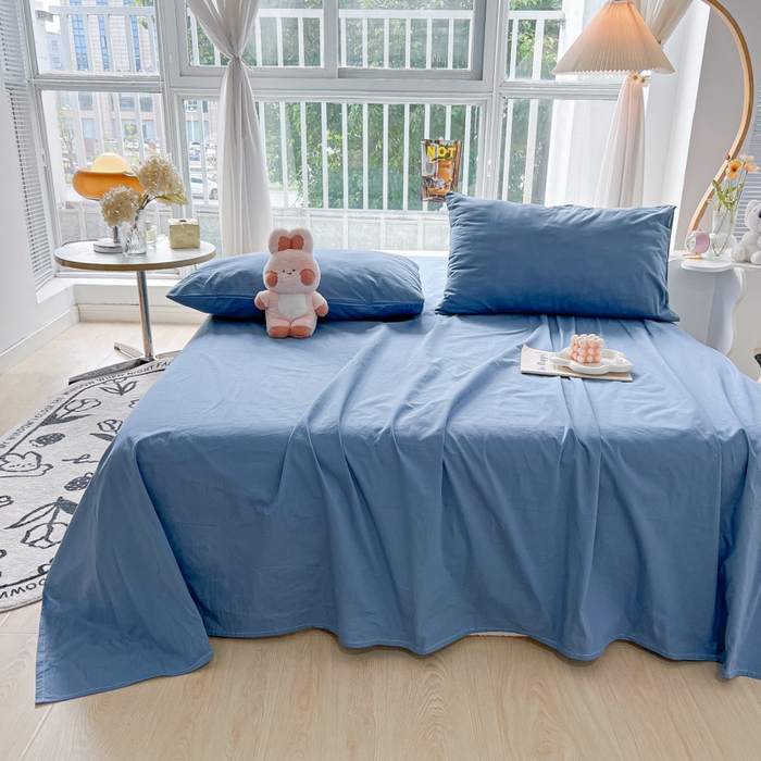 91家纺网 家纺一手货源 找家纺 爱彼家纺 2026新款夏季新款纯色磨毛亲肤柔软单床单床单三件套 纯色-浅兰