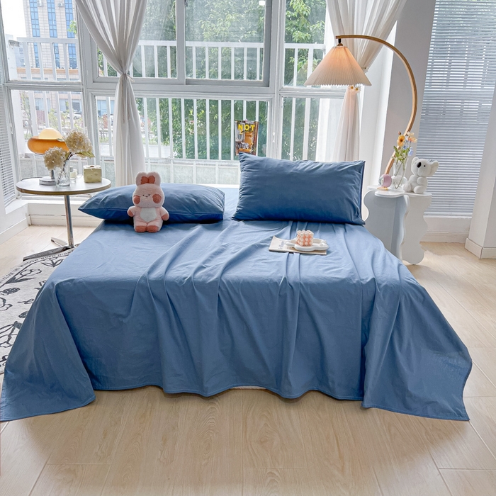 91家纺网 家纺一手货源 找家纺 爱彼家纺 2026新款夏季新款纯色磨毛亲肤柔软单床单床单三件套 纯色-浅兰