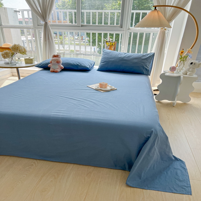 91家纺网 家纺一手货源 找家纺 爱彼家纺 2026新款夏季新款纯色磨毛亲肤柔软单床单床单三件套 纯色-浅兰