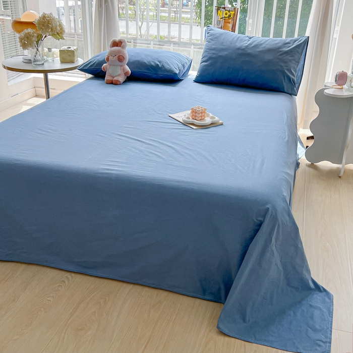 91家纺网 家纺一手货源 找家纺 爱彼家纺 2026新款夏季新款纯色磨毛亲肤柔软单床单床单三件套 纯色-浅兰