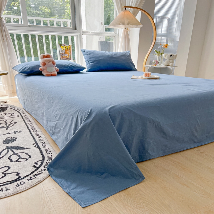 91家纺网 家纺一手货源 找家纺 爱彼家纺 2026新款夏季新款纯色磨毛亲肤柔软单床单床单三件套 纯色-浅兰