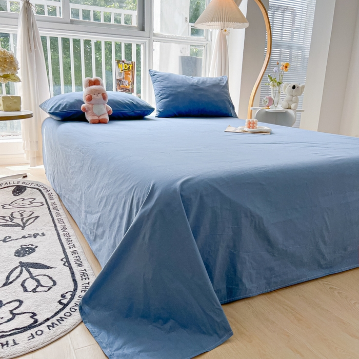 91家纺网 家纺一手货源 找家纺 爱彼家纺 2026新款夏季新款纯色磨毛亲肤柔软单床单床单三件套 纯色-浅兰