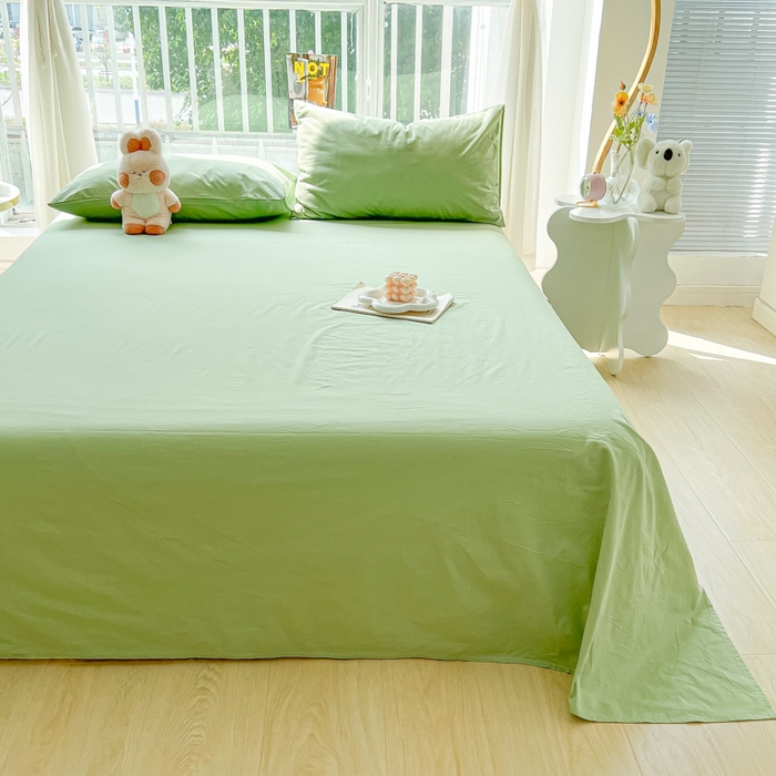 91家纺网 家纺一手货源 找家纺 爱彼家纺 2026新款夏季新款纯色磨毛亲肤柔软单床单床单三件套 纯色-浅绿