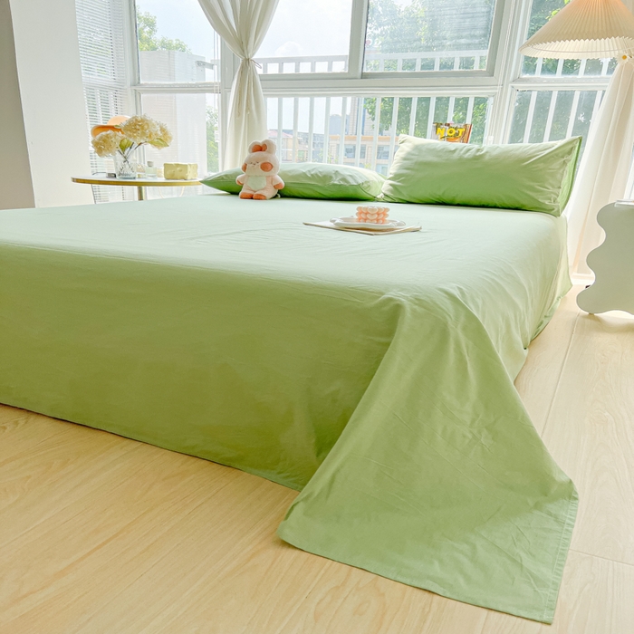 91家纺网 家纺一手货源 找家纺 爱彼家纺 2026新款夏季新款纯色磨毛亲肤柔软单床单床单三件套 纯色-浅绿