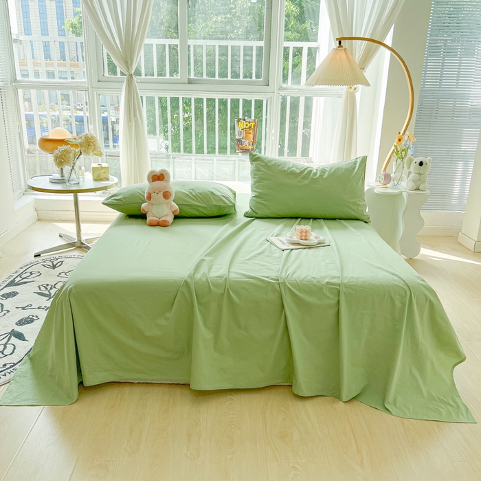 91家纺网 家纺一手货源 找家纺 爱彼家纺 2026新款夏季新款纯色磨毛亲肤柔软单床单床单三件套 纯色-浅绿