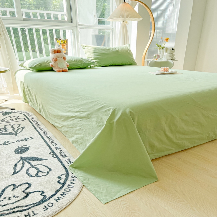 91家纺网 家纺一手货源 找家纺 爱彼家纺 2026新款夏季新款纯色磨毛亲肤柔软单床单床单三件套 纯色-浅绿