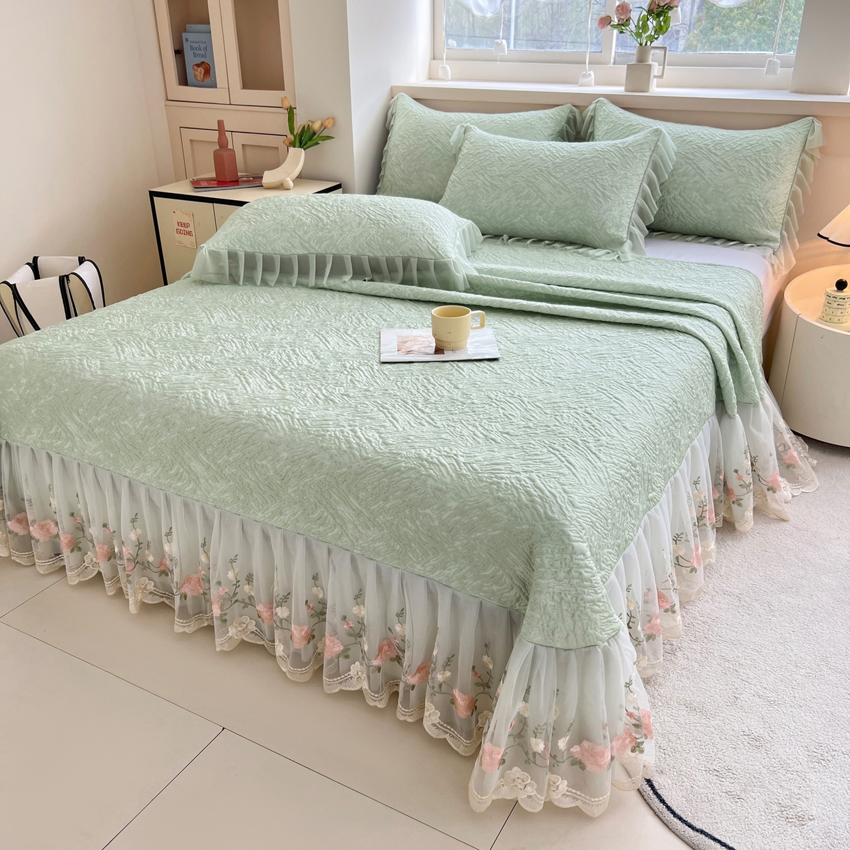 91家纺网 家纺一手货源 找家纺 （总）能好家纺 2026春夏新款高分子PE冰豆豆床盖款凉席席子