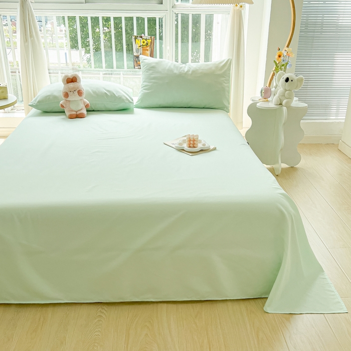 91家纺网 家纺一手货源 找家纺 爱彼家纺 2026新款夏季新款纯色磨毛亲肤柔软单床单床单三件套 纯色-水绿