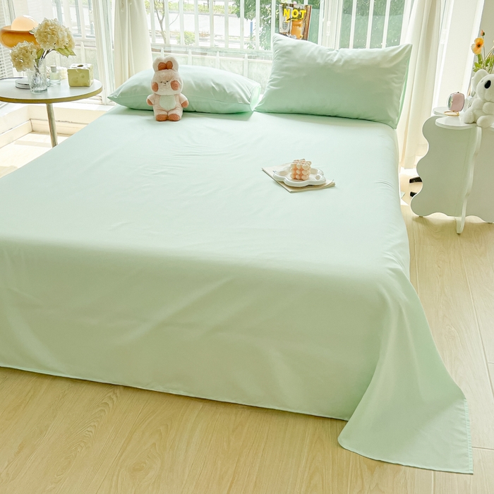 91家纺网 家纺一手货源 找家纺 爱彼家纺 2026新款夏季新款纯色磨毛亲肤柔软单床单床单三件套 纯色-水绿