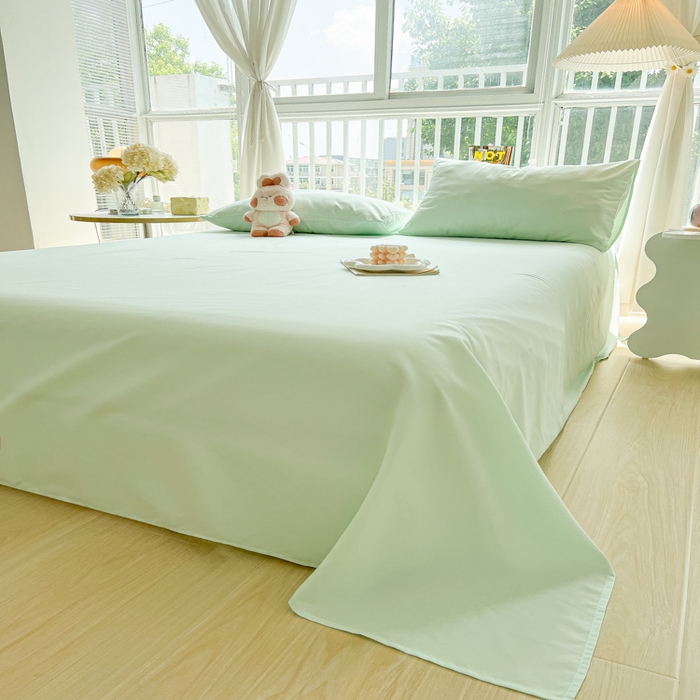 91家纺网 家纺一手货源 找家纺 爱彼家纺 2026新款夏季新款纯色磨毛亲肤柔软单床单床单三件套 纯色-水绿