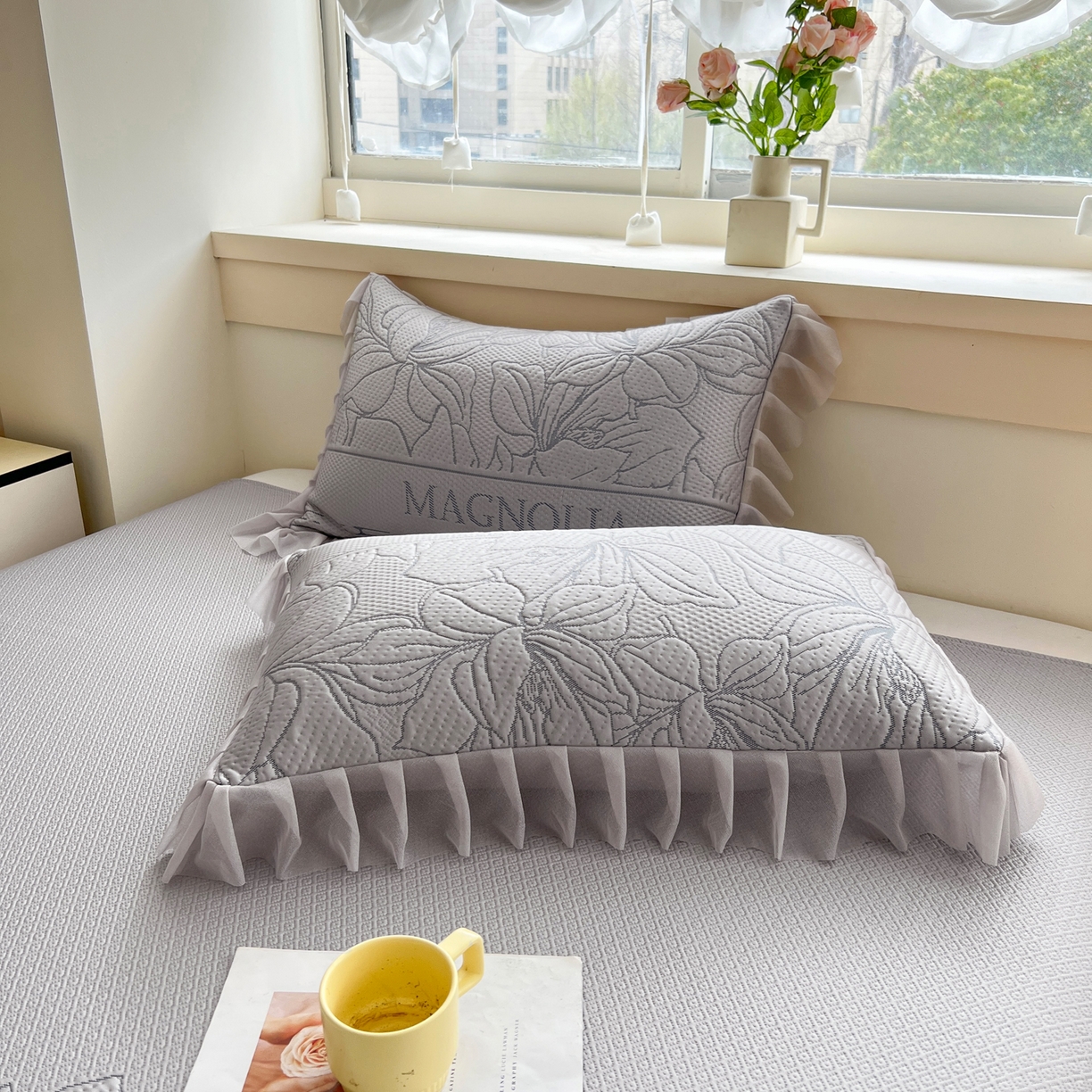 91家纺网 家纺一手货源 找家纺 能好家纺 2026春夏新款高分子PE冰豆豆床盖款凉席席子 半夏灰