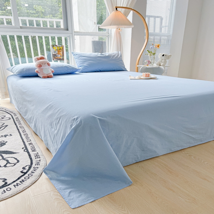 91家纺网 家纺一手货源 找家纺 爱彼家纺 2026新款夏季新款纯色磨毛亲肤柔软单床单床单三件套 纯色-天空兰