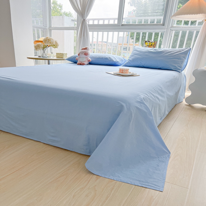 91家纺网 家纺一手货源 找家纺 爱彼家纺 2026新款夏季新款纯色磨毛亲肤柔软单床单床单三件套 纯色-天空兰