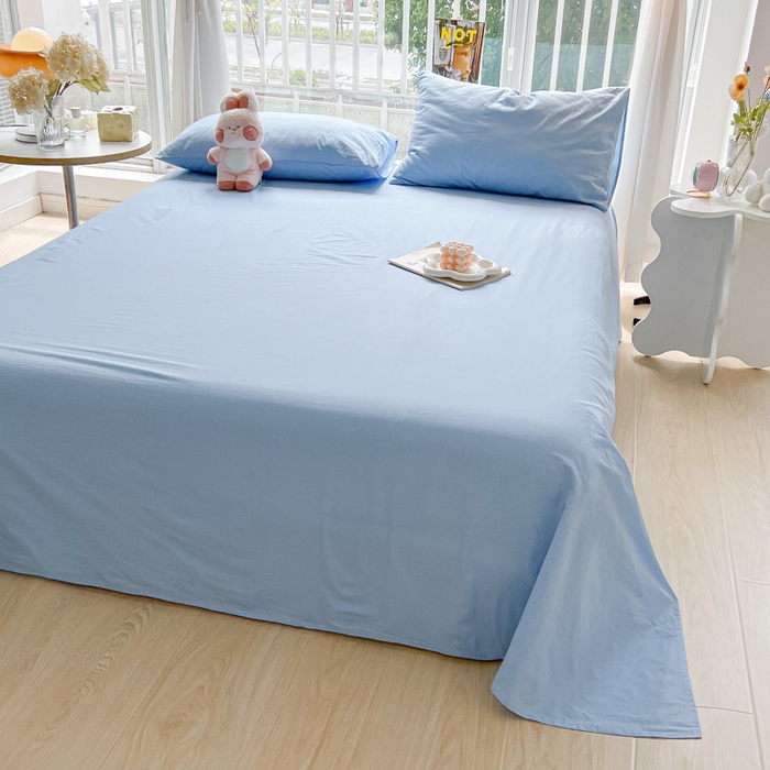 91家纺网 家纺一手货源 找家纺 爱彼家纺 2026新款夏季新款纯色磨毛亲肤柔软单床单床单三件套 纯色-天空兰