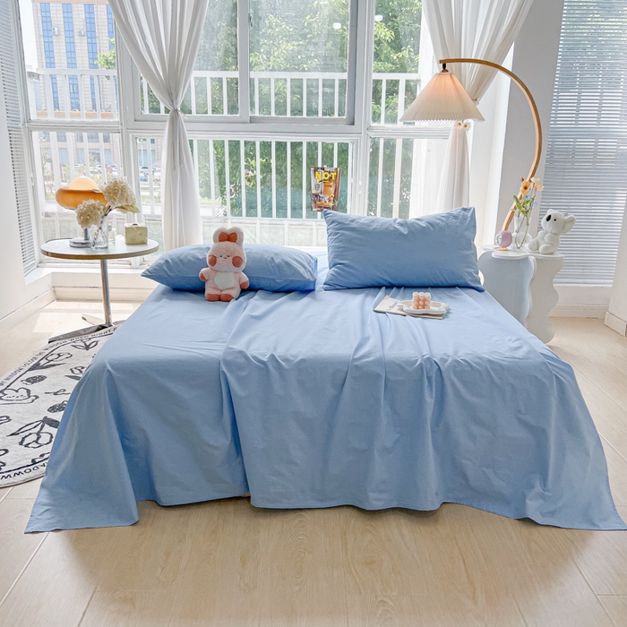 91家纺网 家纺一手货源 找家纺 爱彼家纺 2026新款夏季新款纯色磨毛亲肤柔软单床单床单三件套 纯色-天空兰