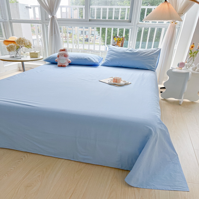 91家纺网 家纺一手货源 找家纺 爱彼家纺 2026新款夏季新款纯色磨毛亲肤柔软单床单床单三件套 纯色-天空兰