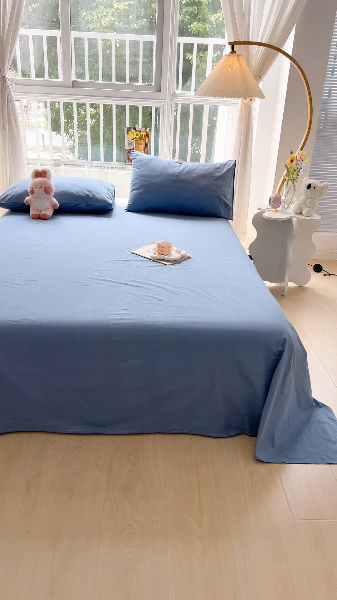 91家纺网 家纺一手货源 找家纺 爱彼家纺 2026新款夏季新款纯色磨毛亲肤柔软单床单床单三件套 纯色-天空兰
