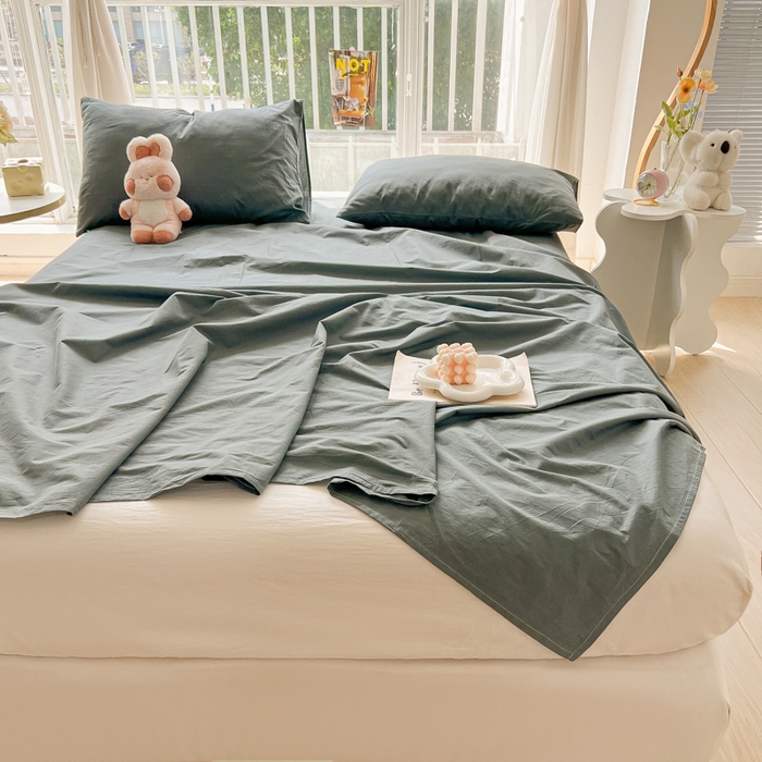 91家纺网 家纺一手货源 找家纺 爱彼家纺 2026新款夏季新款纯色磨毛亲肤柔软单床单床单三件套 纯色-雾兰