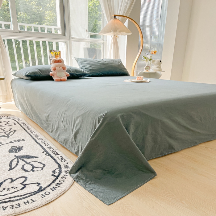 91家纺网 家纺一手货源 找家纺 爱彼家纺 2026新款夏季新款纯色磨毛亲肤柔软单床单床单三件套 纯色-雾兰