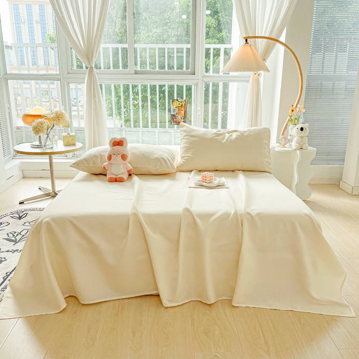 91家纺网 家纺一手货源 找家纺 爱彼家纺 2026新款夏季新款纯色磨毛亲肤柔软单床单床单三件套 纯色-芝士