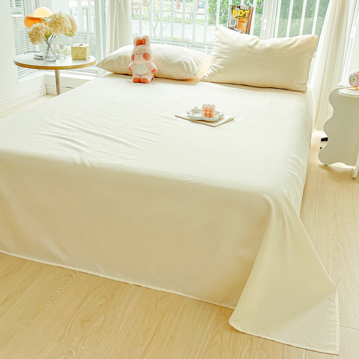 91家纺网 家纺一手货源 找家纺 爱彼家纺 2026新款夏季新款纯色磨毛亲肤柔软单床单床单三件套 纯色-芝士