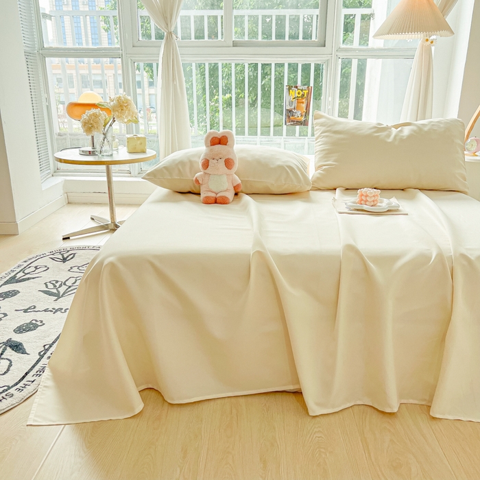 91家纺网 家纺一手货源 找家纺 爱彼家纺 2026新款夏季新款纯色磨毛亲肤柔软单床单床单三件套 纯色-芝士