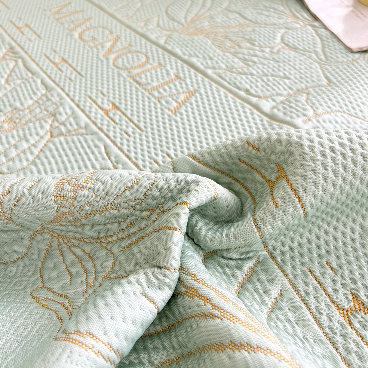 91家纺网 家纺一手货源 找家纺 能好家纺 2026春夏新款高分子PE冰豆豆床盖款凉席席子 半夏绿