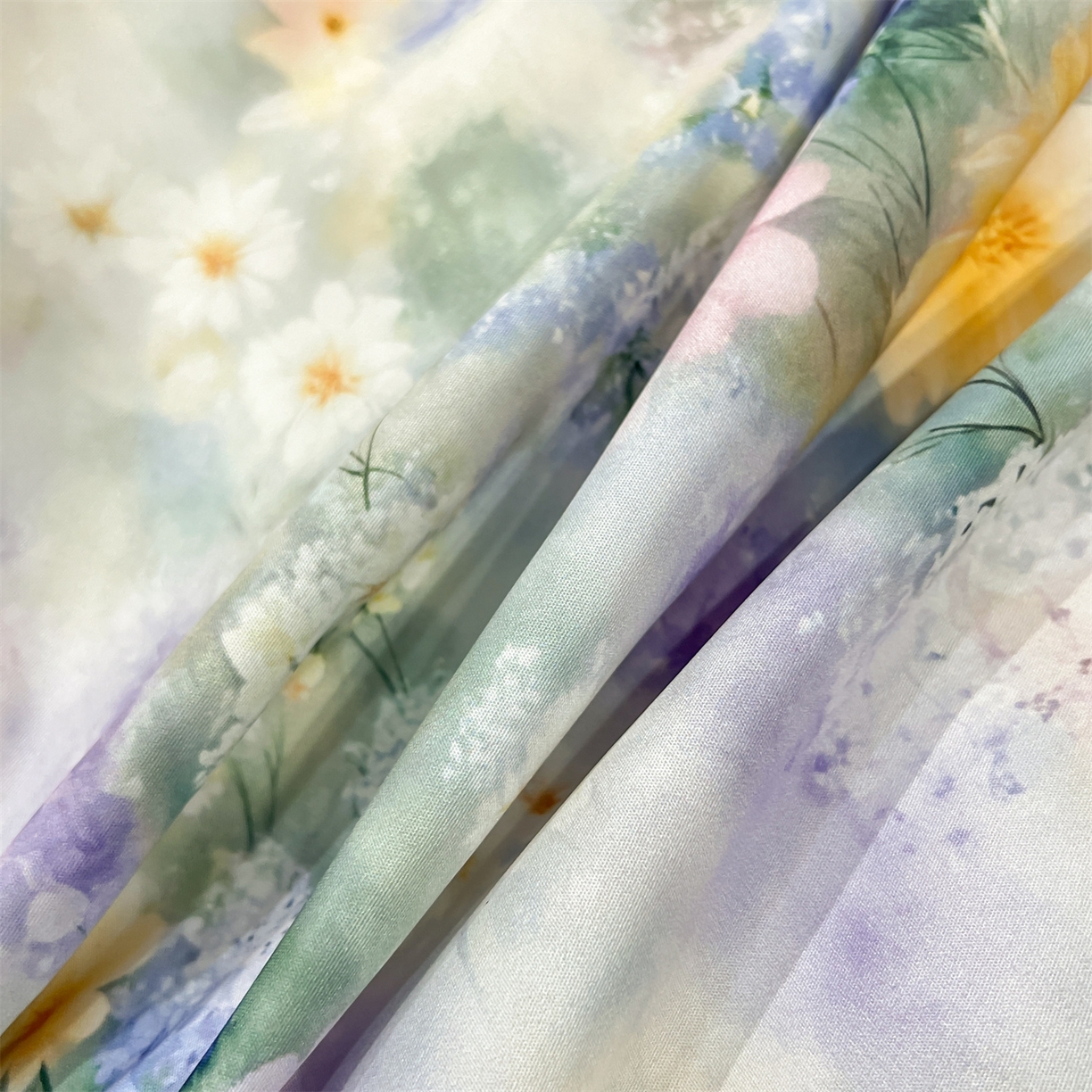 91家纺网 家纺一手货源 找家纺 优贝家纺 2026新款水洗天丝冰丝数码印花四件套 莫奈花境