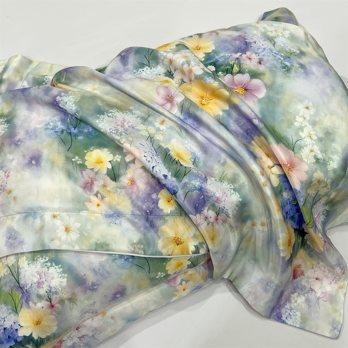 91家纺网 家纺一手货源 找家纺 优贝家纺 2026新款水洗天丝冰丝数码印花四件套 莫奈花境