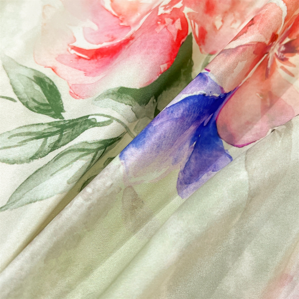 91家纺网 家纺一手货源 找家纺 优贝家纺 2026新款水洗天丝冰丝数码印花四件套 青野花叙