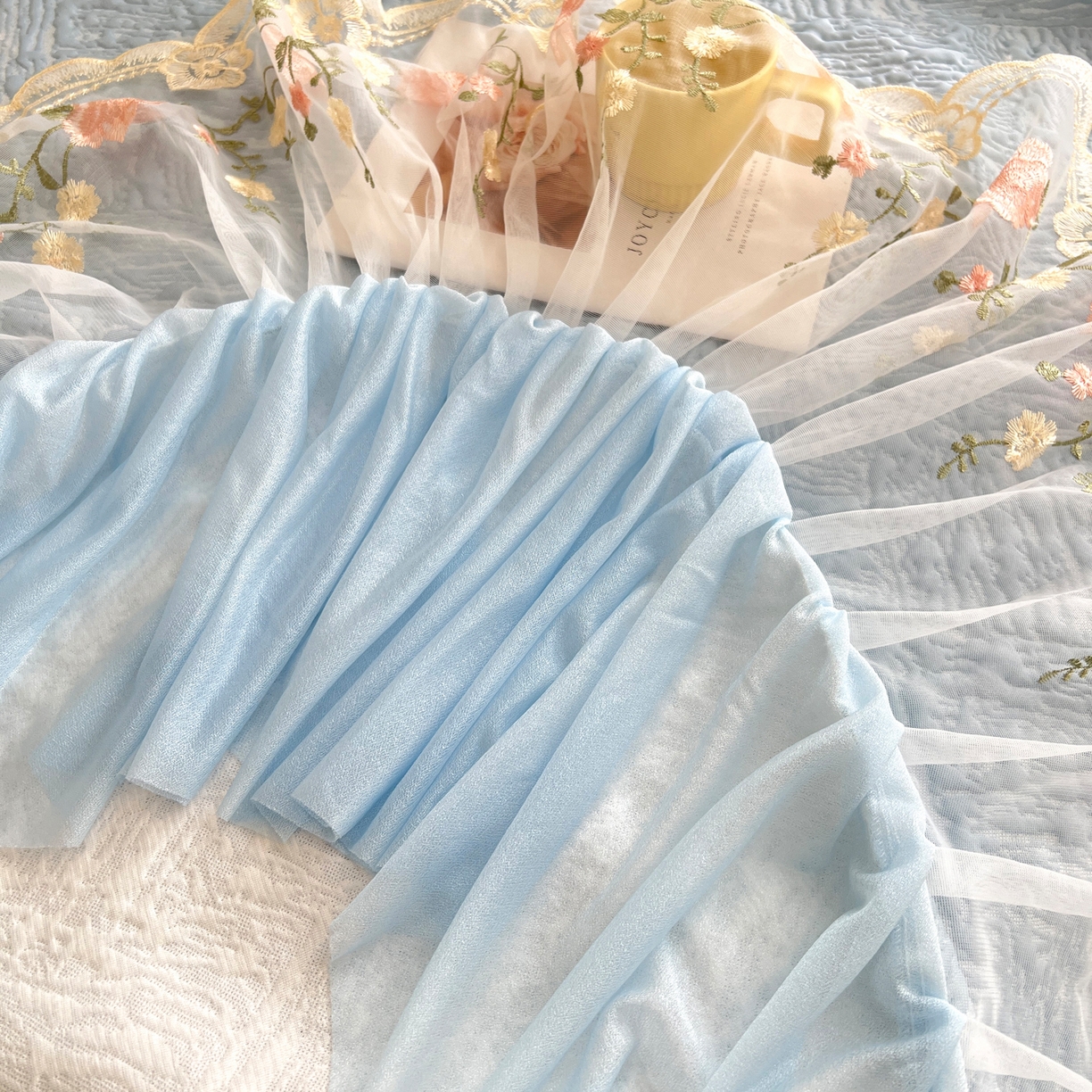 91家纺网 家纺一手货源 找家纺 能好家纺 2026春夏新款高分子PE冰豆豆床盖款凉席席子 轻奢蓝