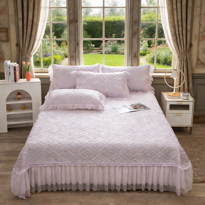 91家纺网 家纺一手货源 找家纺 （总）木兰花 2026新款凉豆豆款PE高分子复合凉感席床盖款凉席三件套-可配同色系夏被(控价228)