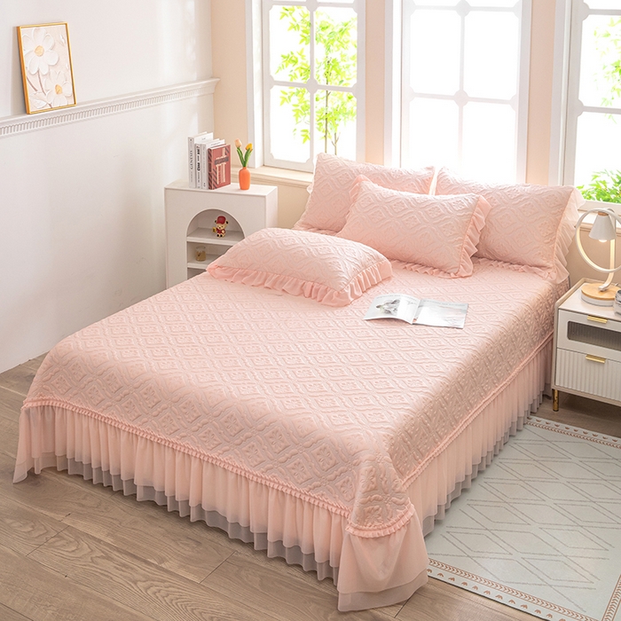 91家纺网 家纺一手货源 找家纺 （总）木兰花 2026新款凉豆豆款PE高分子复合凉感席床盖款凉席三件套-可配同色系夏被(控价228)