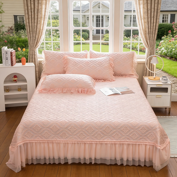 91家纺网 家纺一手货源 找家纺 （总）木兰花 2026新款凉豆豆款PE高分子复合凉感席床盖款凉席三件套-控价228