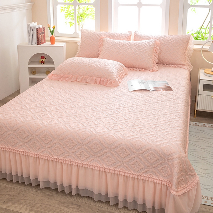 91家纺网 家纺一手货源 找家纺 （总）木兰花 2026新款凉豆豆款PE高分子复合凉感席床盖款凉席三件套-可配同色系夏被(控价228)