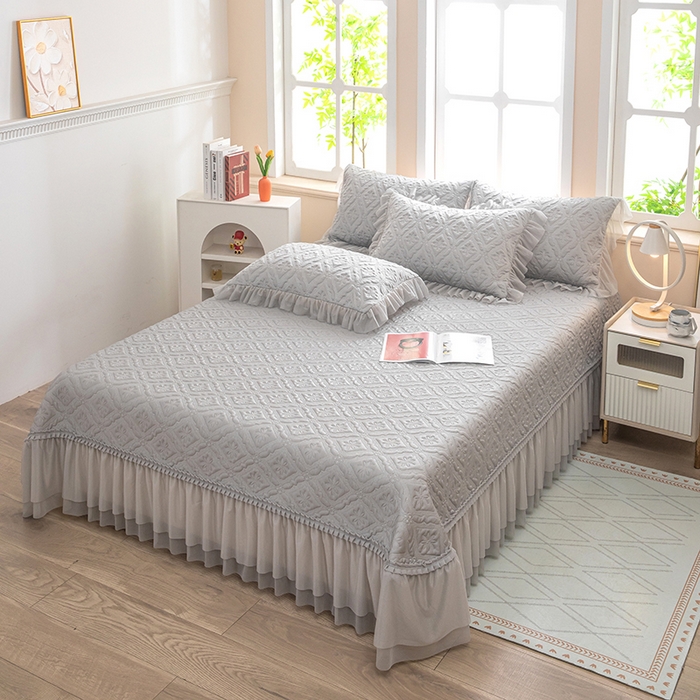 91家纺网 家纺一手货源 找家纺 木兰花 2026新款凉豆豆款PE高分子复合凉感席床盖款凉席三件套-可配同色系夏被(控价228) 清凉夏日-灰色