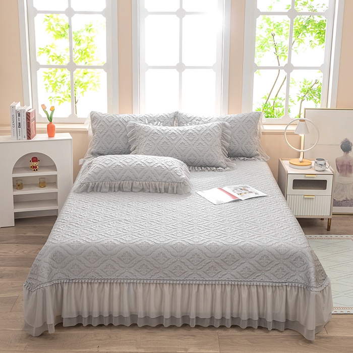 91家纺网 家纺一手货源 找家纺 木兰花 2026新款凉豆豆款PE高分子复合凉感席床盖款凉席三件套-可配同色系夏被(控价228) 清凉夏日-灰色