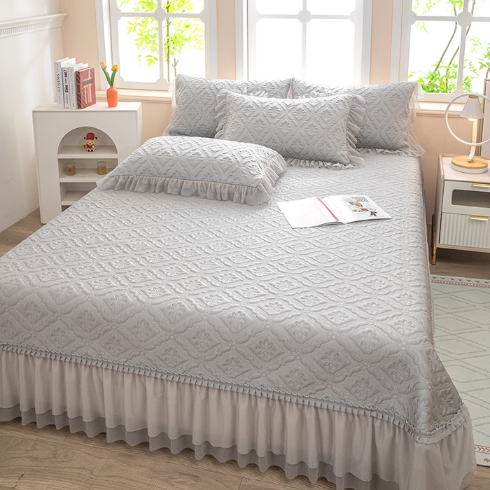 91家纺网 家纺一手货源 找家纺 木兰花 2026新款凉豆豆款PE高分子复合凉感席床盖款凉席三件套-可配同色系夏被(控价228) 清凉夏日-灰色