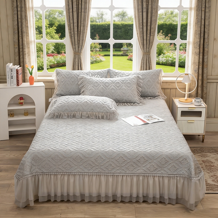 木兰花 2026新款凉豆豆款PE高分子复合凉感席床盖款凉席三件套-可配同色系夏被(控价228) 清凉夏日-灰色